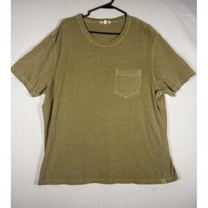 Alex Mill T-Shirt Mens XXL Tan Crew Pocket Short Sleeve Slub Cotton USA Made
